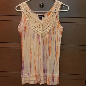 Tank top. Crocheted around neckline.